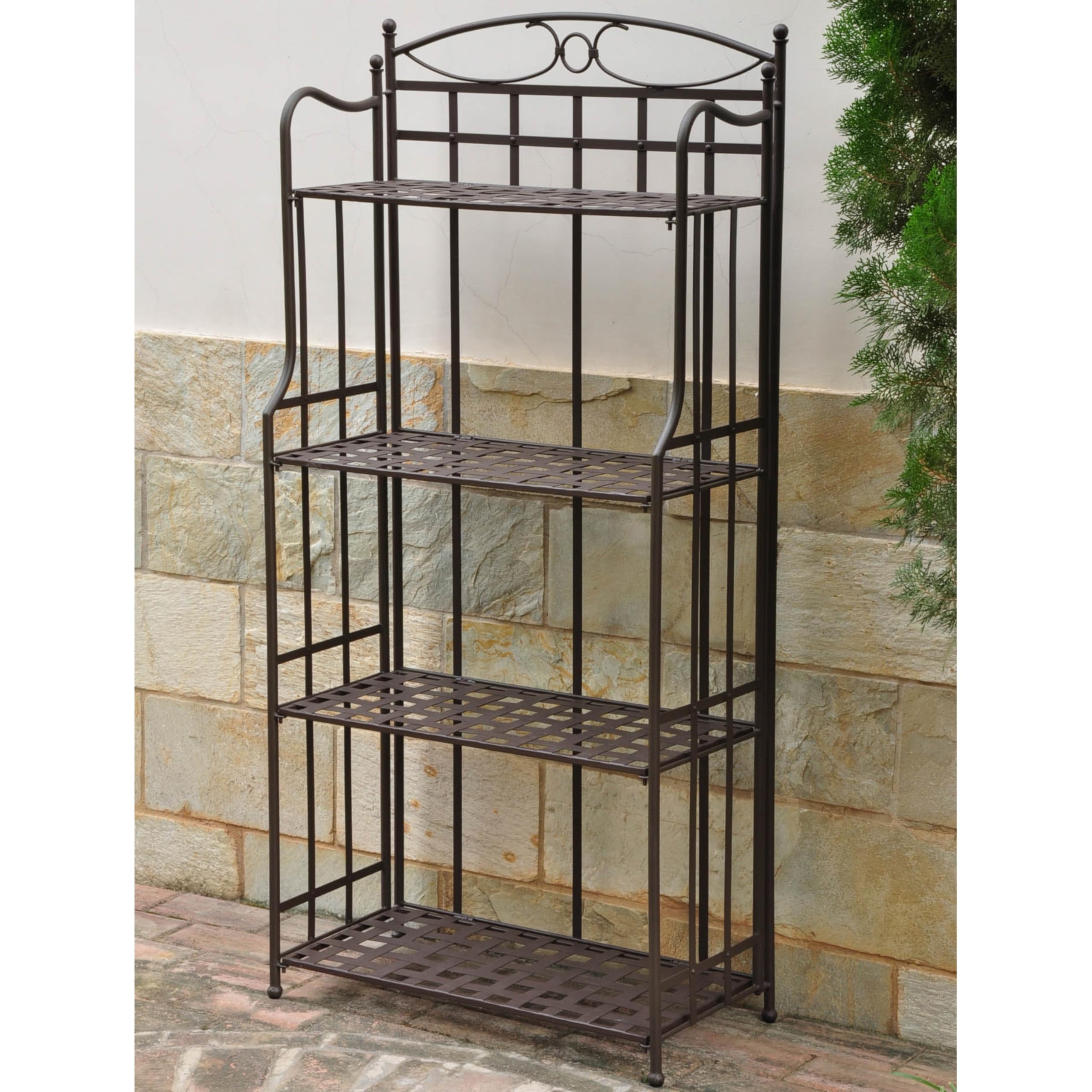 International Caravan Santa Fe 4-Tier Bakers Rack verti gris