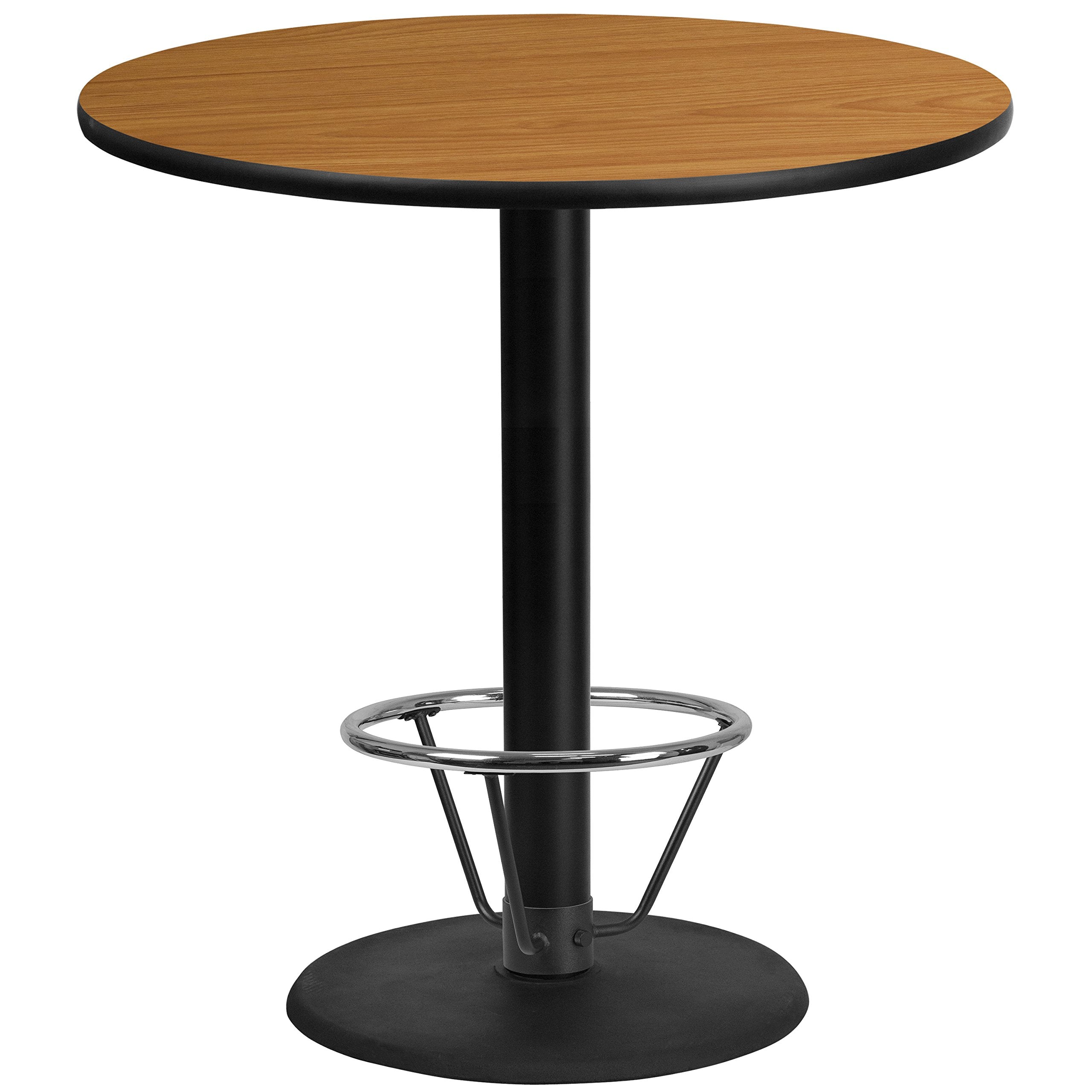 Flash Furniture 42'' Round Natural Laminate Table Top with 24'' Round Bar Height Table Base and Foot Ring