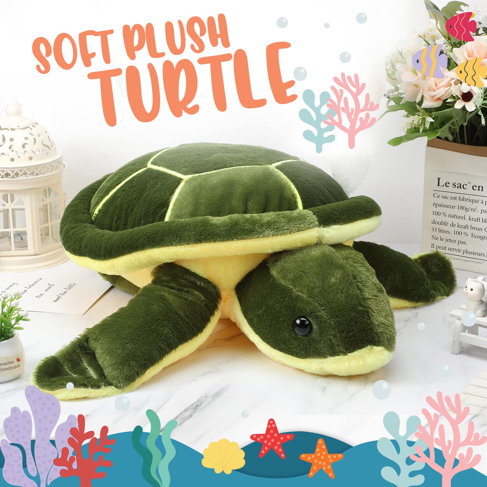 Civaner Soft Plush Sea Turtle Stuffed Animals, Plush Pillow Toys, Giant Stuffed Turtle, Tortoise Plush Toys Doll Birthday Gradua