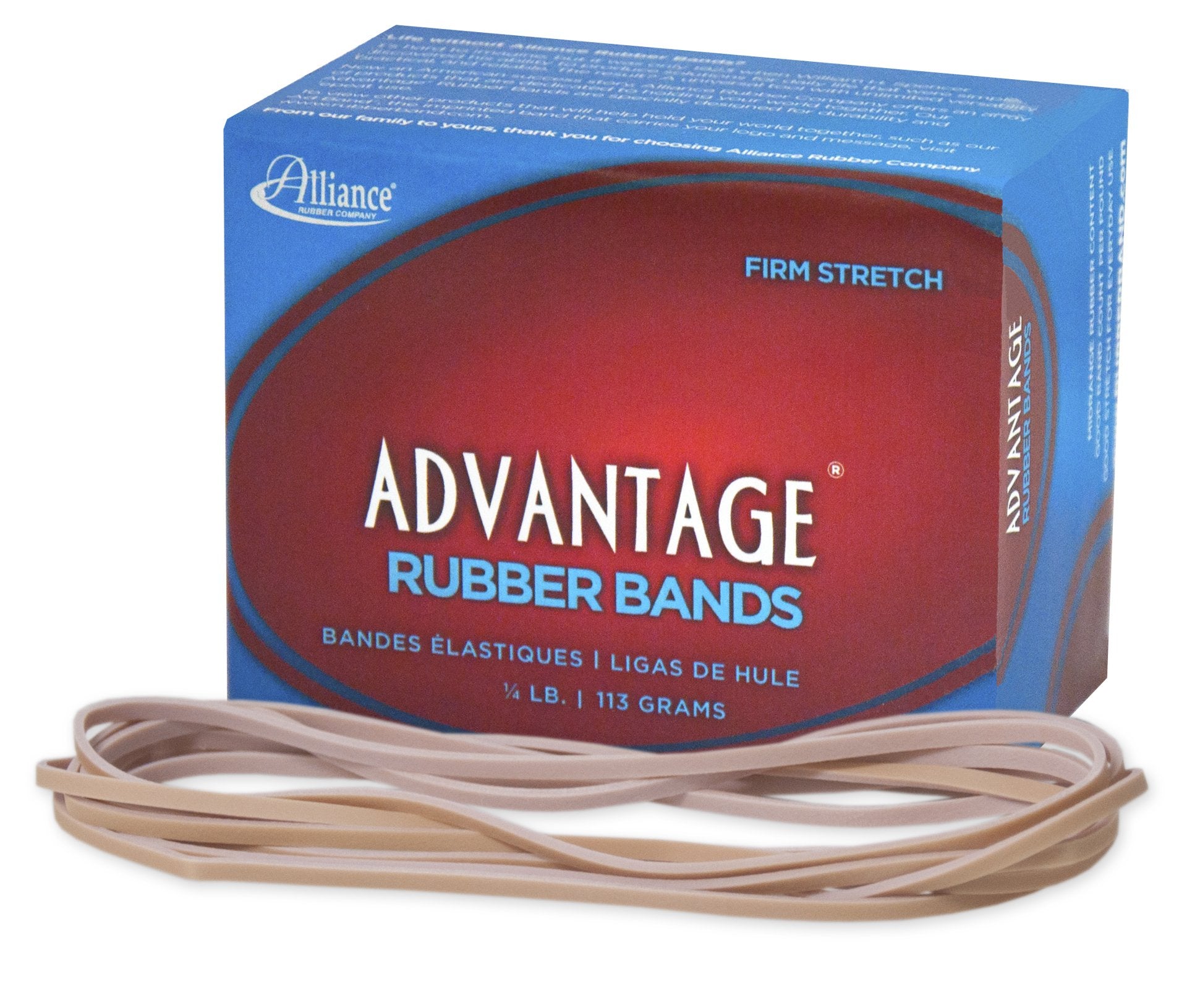 Alliance Rubber 27409 Advantage Rubber Bands Size #117B, 1/4 Lb Box Contains Approx. 50 Bands (7' X 1/8', Natural Crepe)