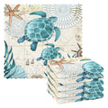 senya Vintage Ocean Sea Turtle Starfish Map Print Dish Cloths 6 Pack Dish Towels Reusable Cleaning Cloths Kitchen Hand Towels