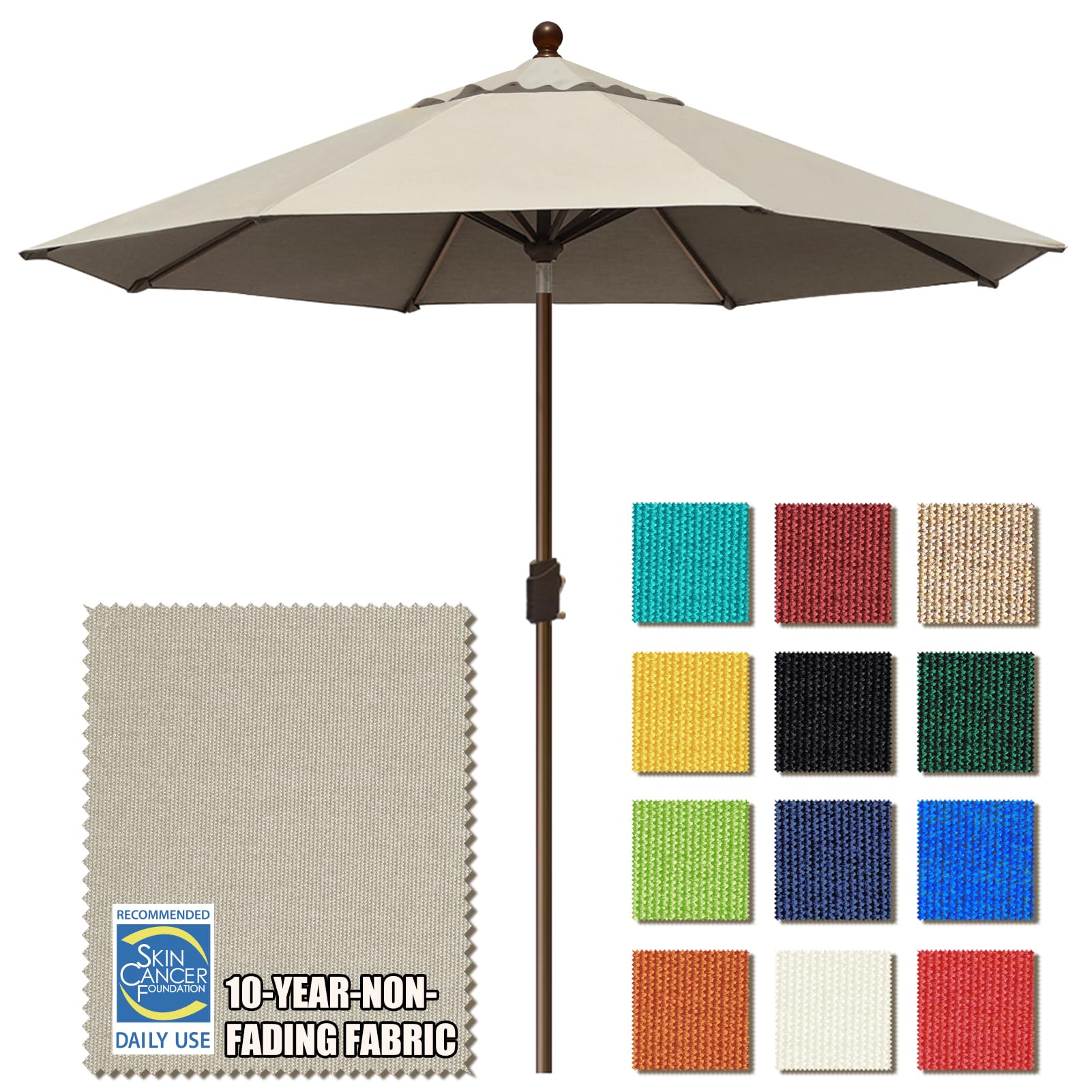 Eliteshade Usa 10-Year-Non-Fading 9Ft Market Umbrella Patio Umbrella Outdoor Table Umbrella With Ventilation, Antique Beige