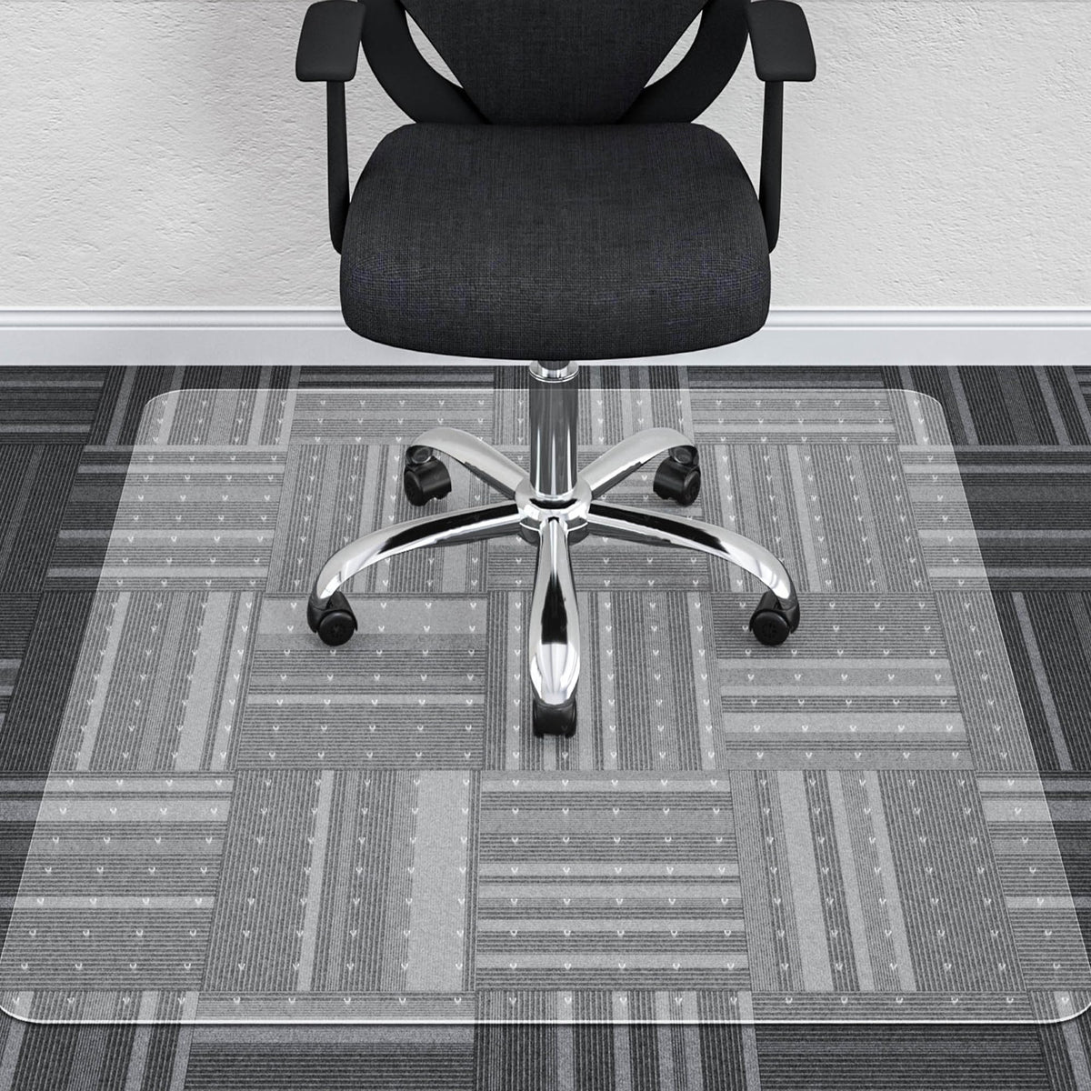 Homek Office Chair Mat For Low Pile Carpeted Floors - 48' X 48' Clear Carpet Chair Mats For Home & Office, Studded Floor Mat F