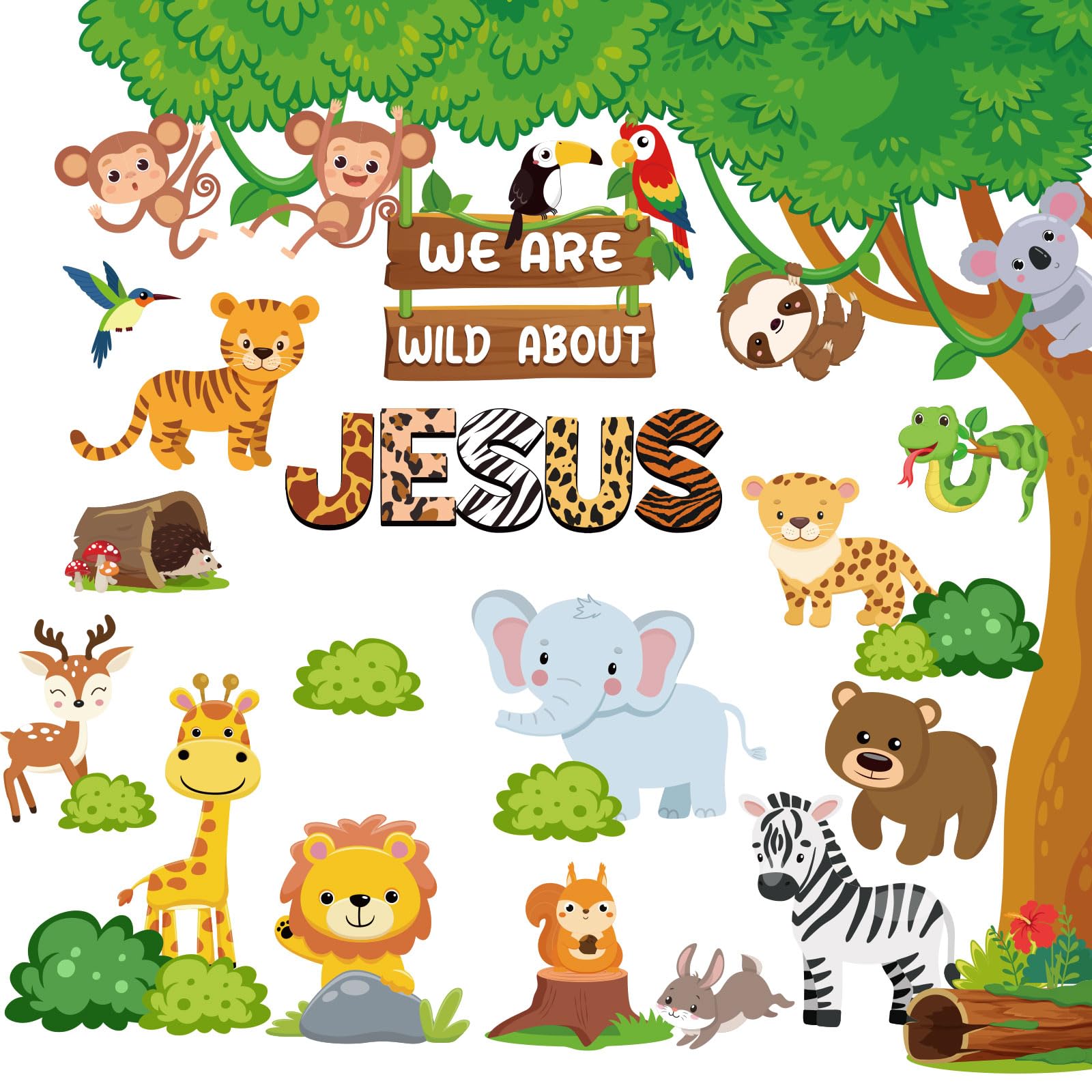 Zonon 41 Pcs Jungle Animals Bulletin Board Decorations Back To School Classroom Wild Animal Cutouts Safari Jungle Animal Cutouts