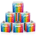 Chunful 6 Pcs 11 Fabric Cube Storage Bin Rainbow Multicolor Dots