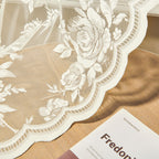 SEEKRIGHT Ivory Lace Curtains 52x45 Inch, Victorian Floral Sheer Rod Pocket Panels for Nursery, Cafe, Kitchen - 2 Pack