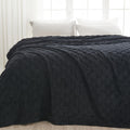 Newcosplay Super Soft King Blanket Black Premium Silky Flannel Fleece 3D Checkered Lightweight Bed Blanket All Season Use (Black