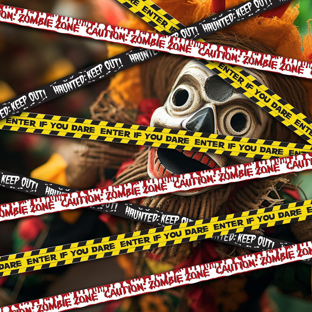 Babigo Halloween Zombie Caution Tape & Zombie Posters Pack, Fright Tape Bundle For Zombie Party Or Halloween Party