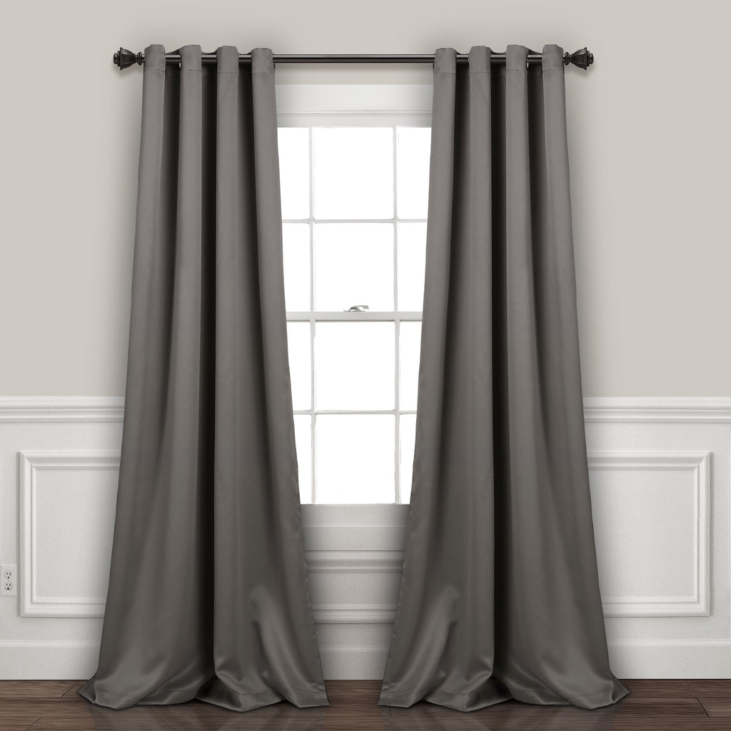 Lush Decor Insulated Grommet Blackout Window Curtain Panels, Pair, 52' W X 108' L, Dark Gray - Classic Modern Design - Chic Wi