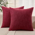 MIULEE Burlap Linen Throw Pillow Covers 20x20 Inch Christmas Burgundy Red Decorative Pillow Covers Modern Farmhouse Pillowcases 
