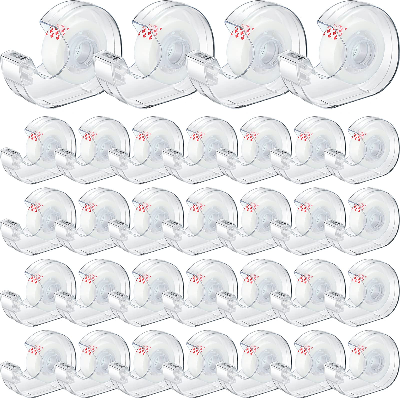 Yahenda 32 Pcs Invisible Tape And Refillable Dispensers 0.7 X 985 Inches Transparent Tape Refills Desk Dispenser For Office Home
