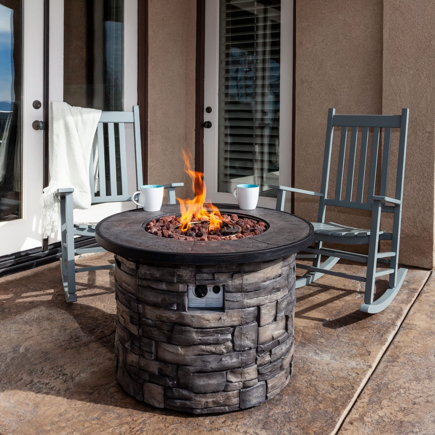 Shine Company Vermont Rocking Chairs, Outdoor Front Porch Rocker Set Of 2, Storm Gray