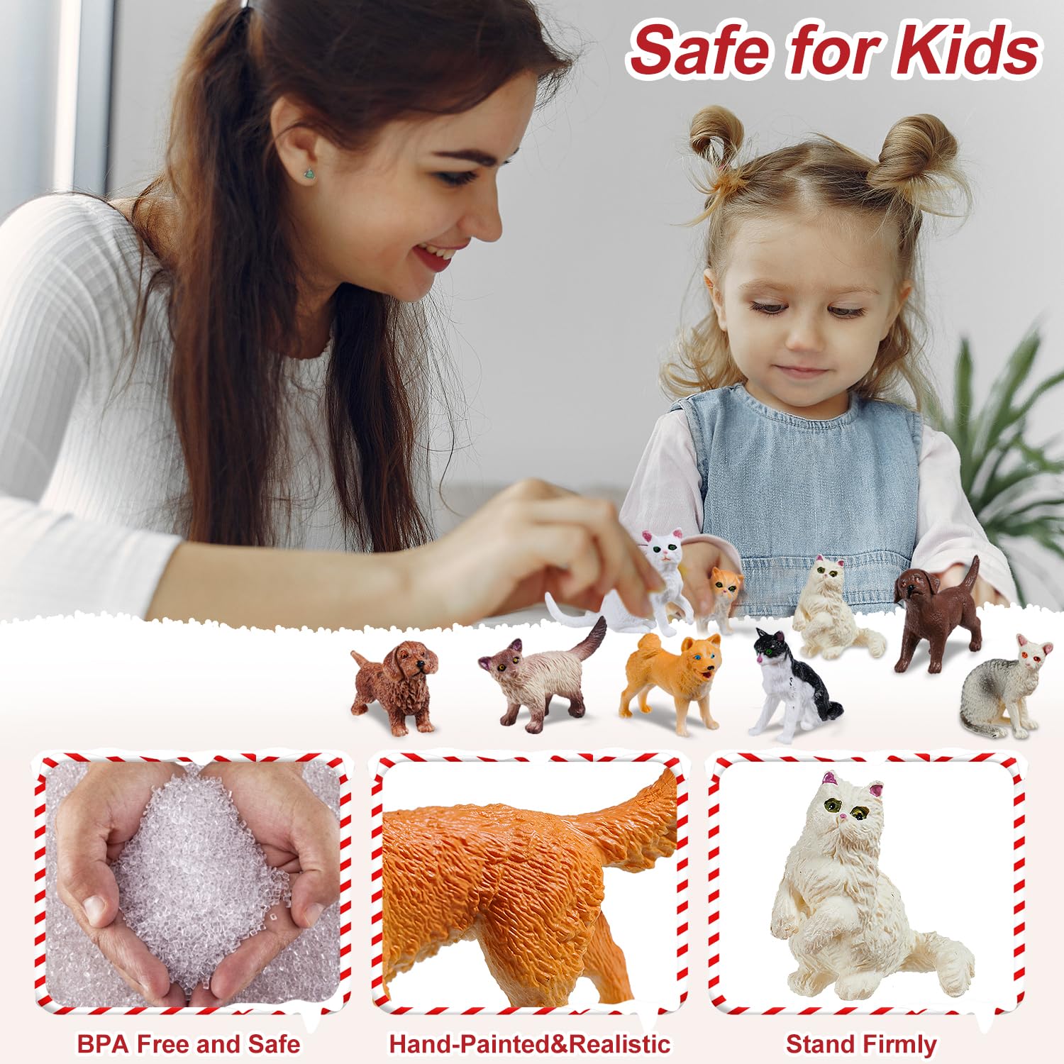 Animals Advent Calendar 2023, Mini Dog Cat Figurines Christmas Countdown Calendar For Kids With 24Pcs Realistic Miniature Animal