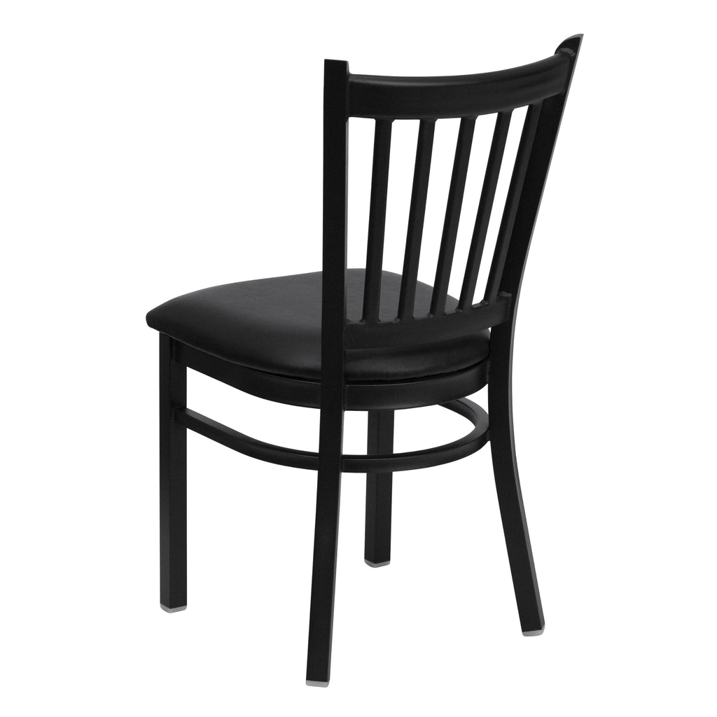 Flash Furniture HERCULES Series Black Vertical Back Metal Restaurant Chair - Black Vinyl Seat