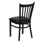 Flash Furniture HERCULES Series Black Vertical Back Metal Restaurant Chair - Black Vinyl Seat