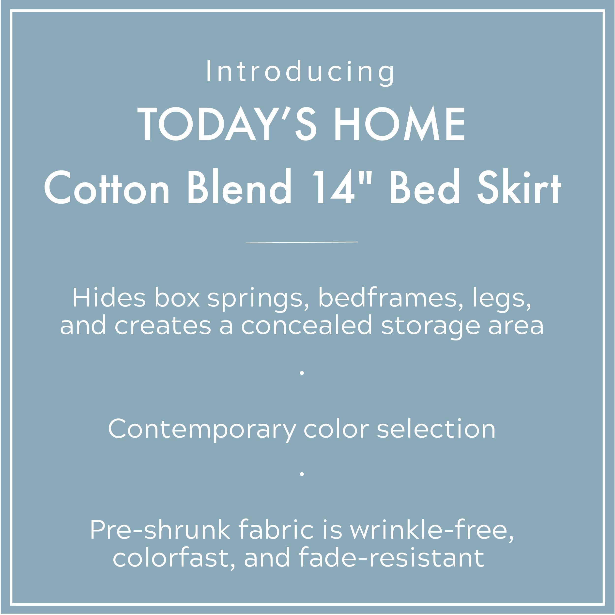 Today? Home Classic Tailored Bed Skirt Dust Ruffle, Cotton Blend Design, 14' Drop Length, Twin, Mocha
