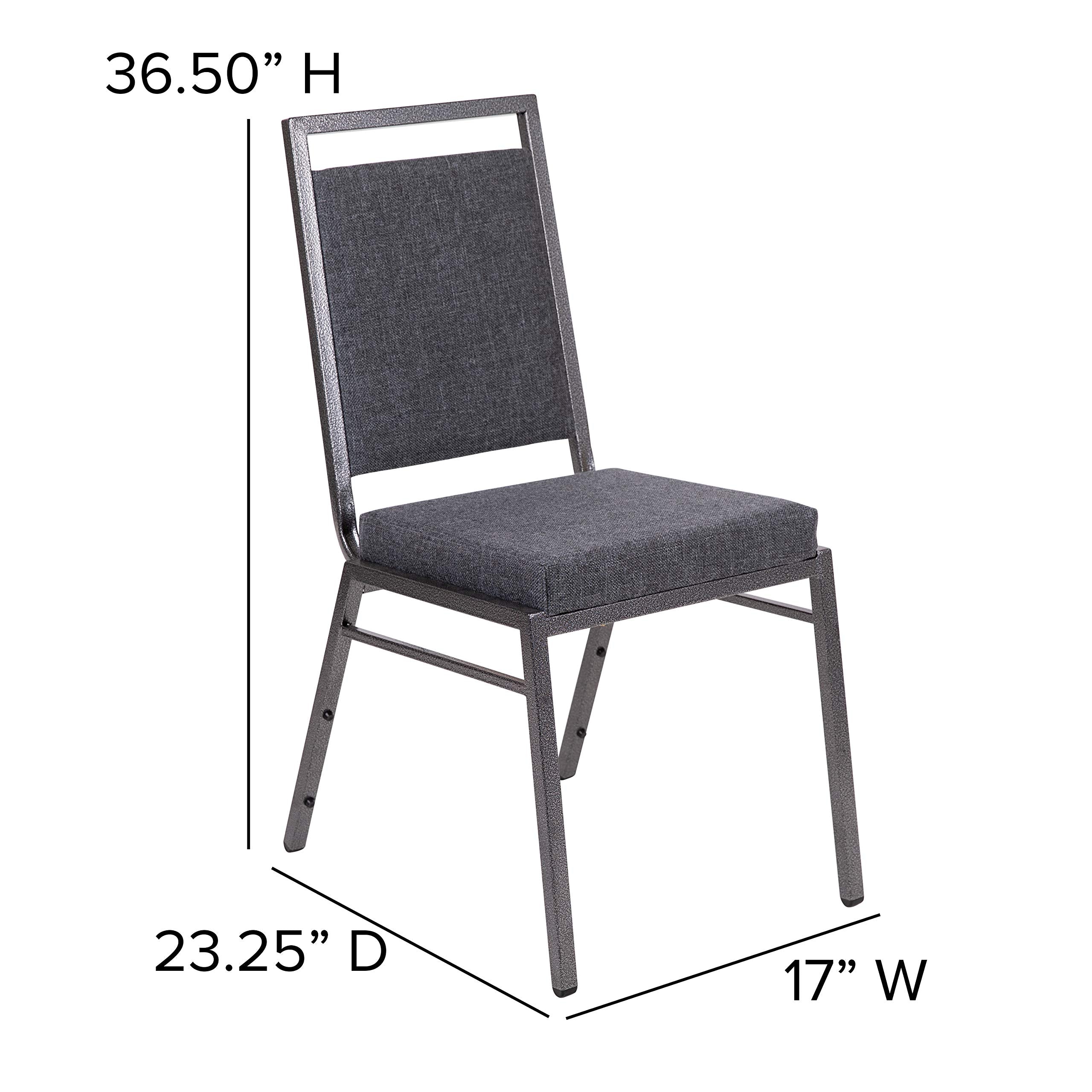 Flash Furniture Hercules Series Square Back Stacking Banquet Chair In Dark Gray Fabric With Silvervein Frame