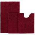 BYSURE Burgundy Bathroom Rugs Sets 3 Piece Non Slip Extra Absorbent Plush Chenille Soft Washable Bath Rugs and Mats Set