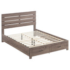 Coaster Home Furnishings Brantford Farmhouse 4-Piece Bedroom Set Eastern King Size Storage Panel Bed Frame 49-inch Headboard Barrel Oak 207040KE-S4