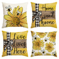 Avoin Colorlife Home Sweet Home Bee Sunflower Throw Pillow Covers, 18 X 18 Inch Love Lives Here Spring Summer Stripes Cushion Ca
