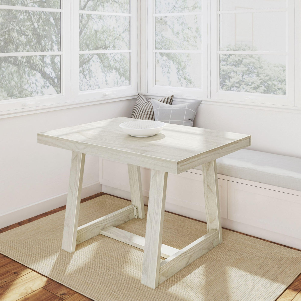 Plank+Beam 48 Inch Farmhouse Dining Table, Rustic Solid Wood Kitchen Table, Dinner Table For Dining Room, Home Office Furniture,