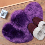 Mudder 2 Pieces Heart Shaped Rug Faux Room Fluffy Carpet Heart Shaped Door Mat For Room Bedroom, 12 X 16 Inch(Purple)