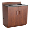 Safco Products 1704MH Modular Hospitality Breakroom Base Cabinet, Waste Management, 2 Door Compartment, Mahogany Base, Rustic Slate Top