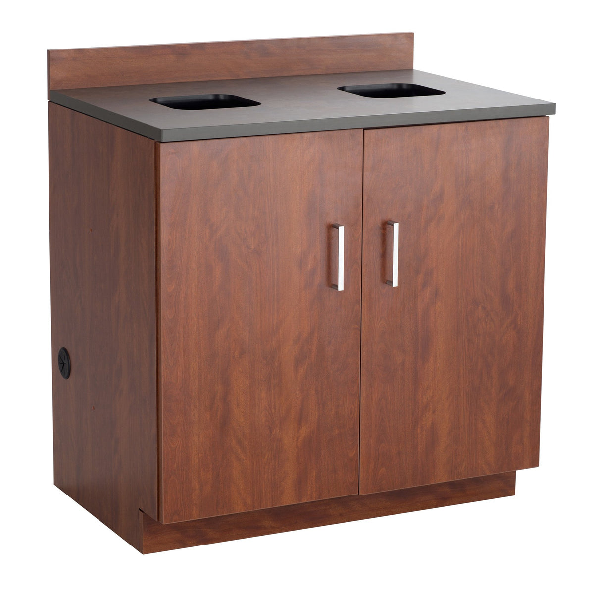 Safco Products 1704MH Modular Hospitality Breakroom Base Cabinet, Waste Management, 2 Door Compartment, Mahogany Base, Rustic Slate Top