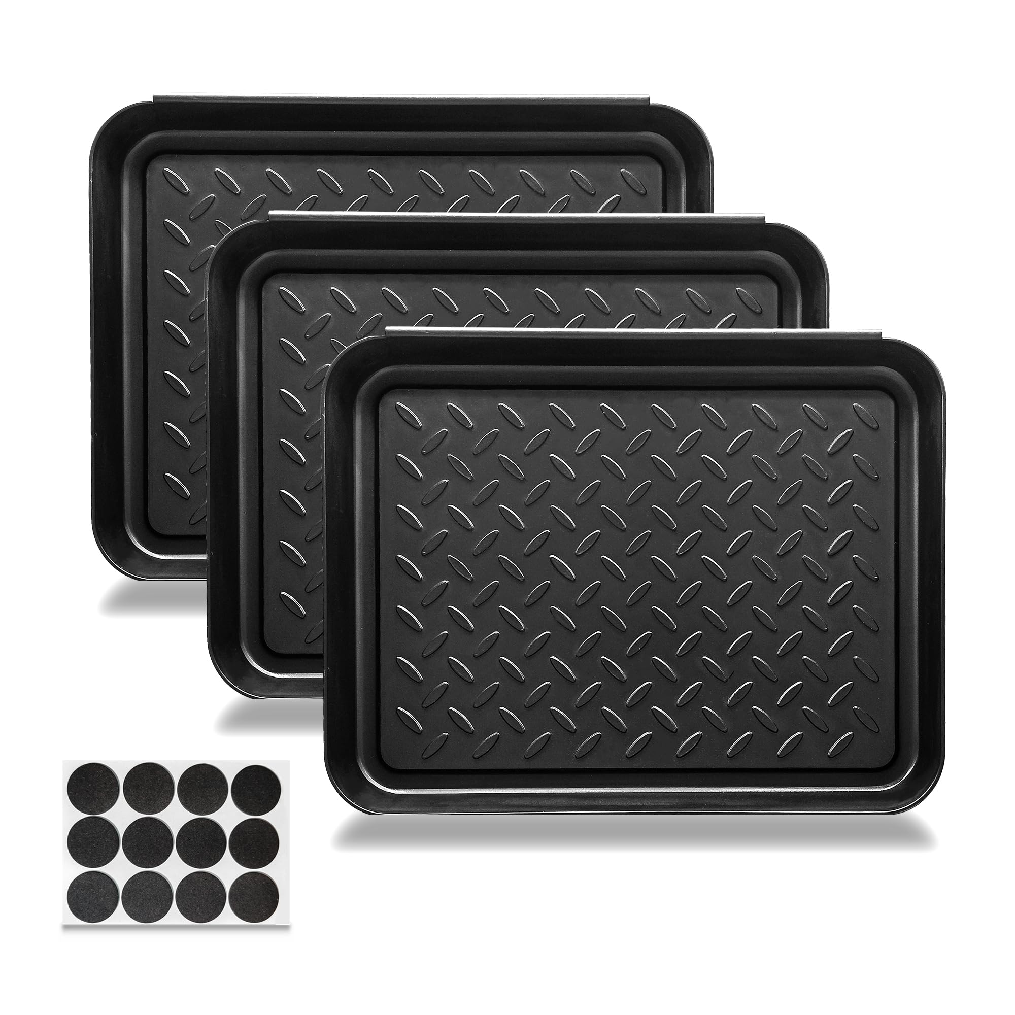 Small Boot Tray Shoe Matt Tray For Entryway Indoor, 3 Pack Wet Shoe Tray For Floor Protection,Plastic Boot Mat Tray W/Lip, Wet S