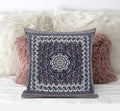 HomeRoots Bright Blue Turquoise 18â€ Gray Peach Holy Floral Zippered Suede Throw Pillow