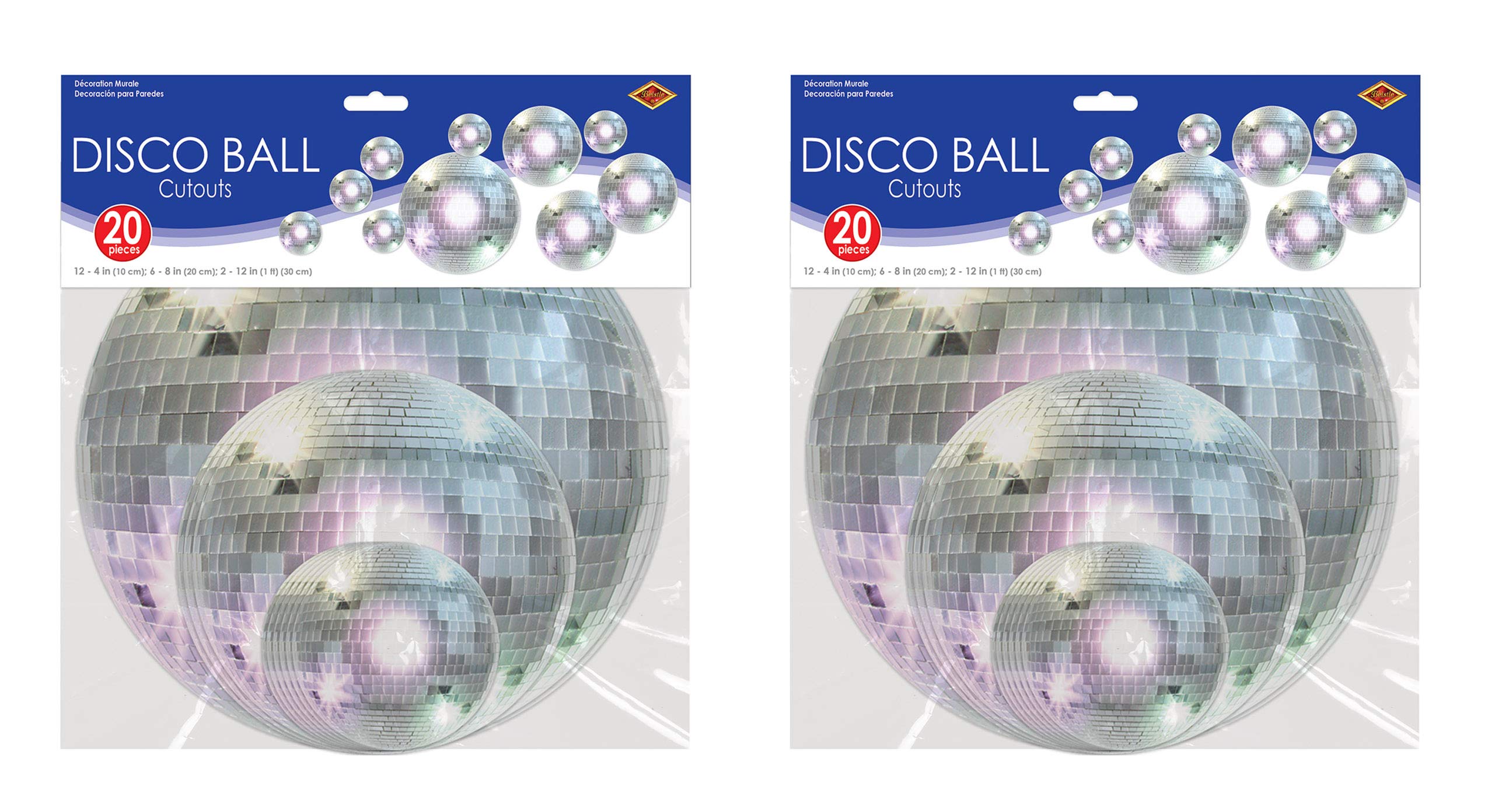 Beistle 40Piece Disco Ball Cutouts, Assorted Sizes, , Multicolored