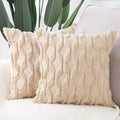 Madizz Set Of 2 Soft Plush Short Wool Velvet Decorative Throw Pillow Covers 24X24 Inch Khaki Square Luxury Style Cushion Cases E