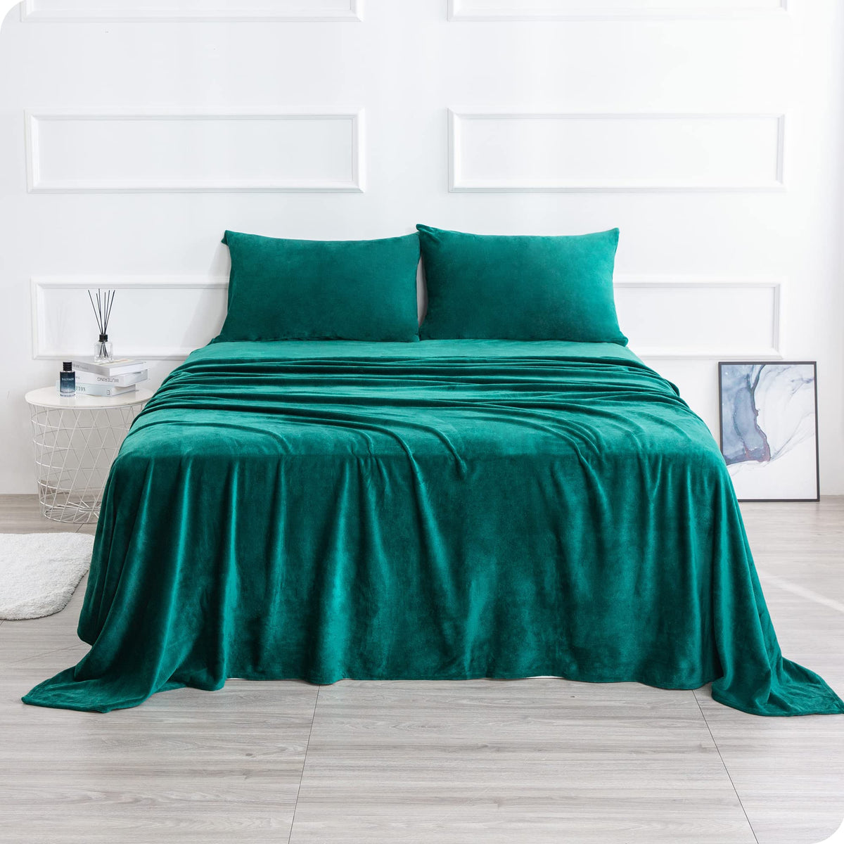 Velvet Plush Sheets Set Full Size, Micro Fleece Extra Soft Cozy Sheet And Pillowcase Set,Ultra Plush And Warmth Deluxe Bed Sheet