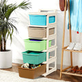 Kuber Industries 5 Layer Plastic Modular Storage Drawer Organizer With Wheels | Chest Of Drawer Storage Box For Living Room, Off
