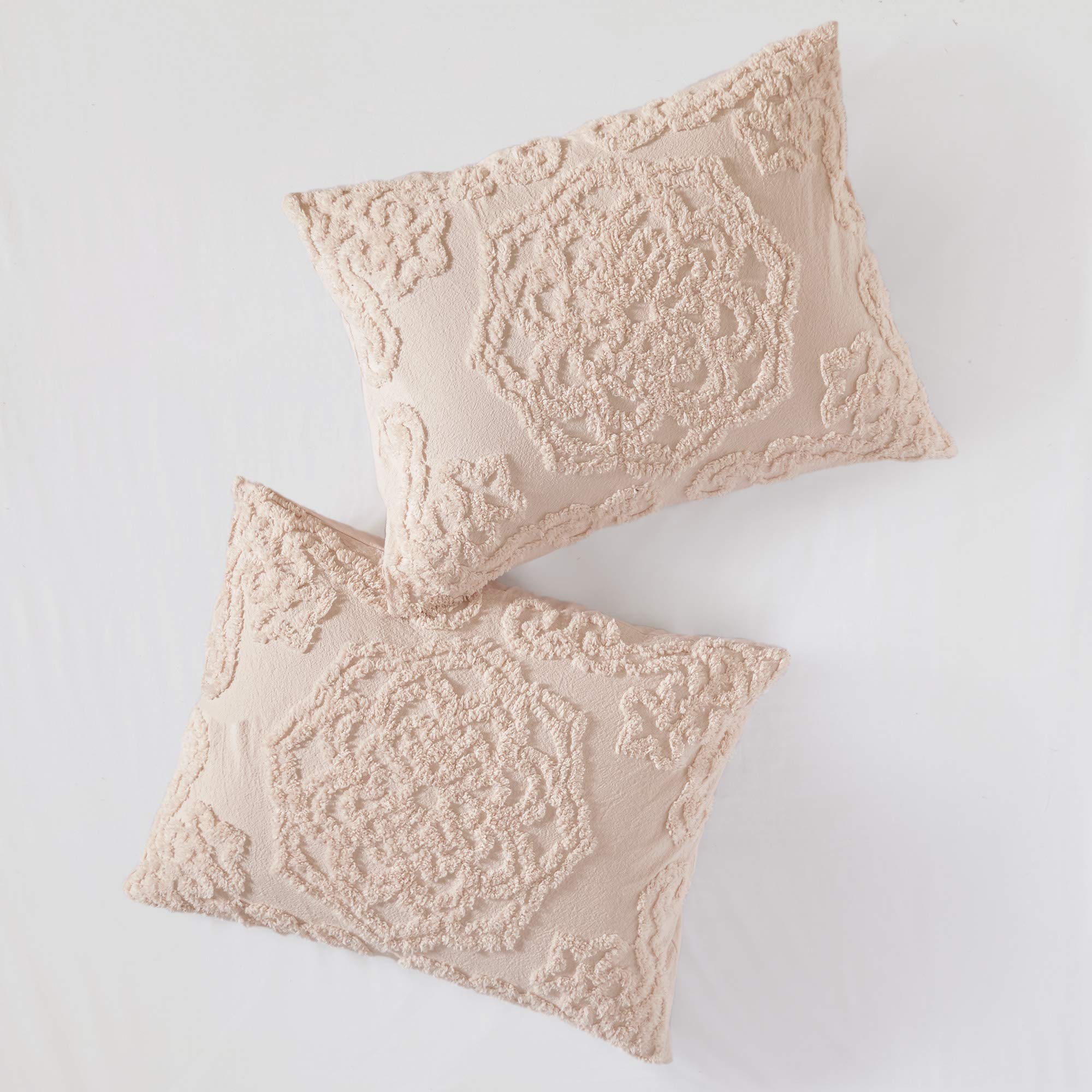 Madison Park - Mp10-5878 Laetitia Shabby Chic All Season Down Alternative Bed Set With Matching Shams, King/Cal King(104'X92'), Floral Blush 3 Piece