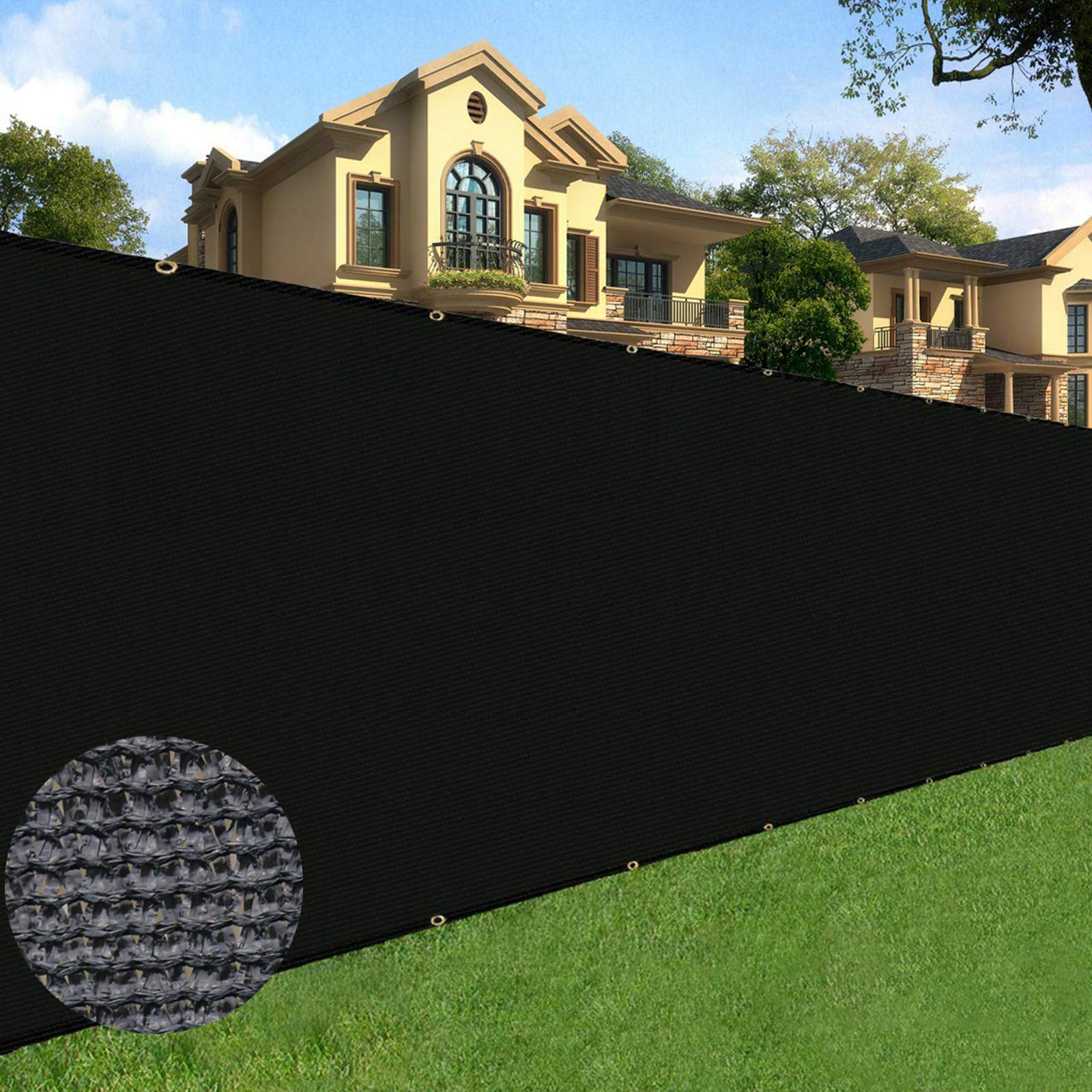 Sunnyglade 6 Feet X 50 Feet Privacy Screen Fence Heavy Duty Fencing Mesh Shade Net Cover For Wall Garden Yard Backyard (6 Ft X 50 Ft, Black)
