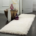 SAFAVIEH Luxe Shag Collection 23 x 8 Ivory SGX160A Handmade Glam 3.2-inch Extra Thick Runner Rug