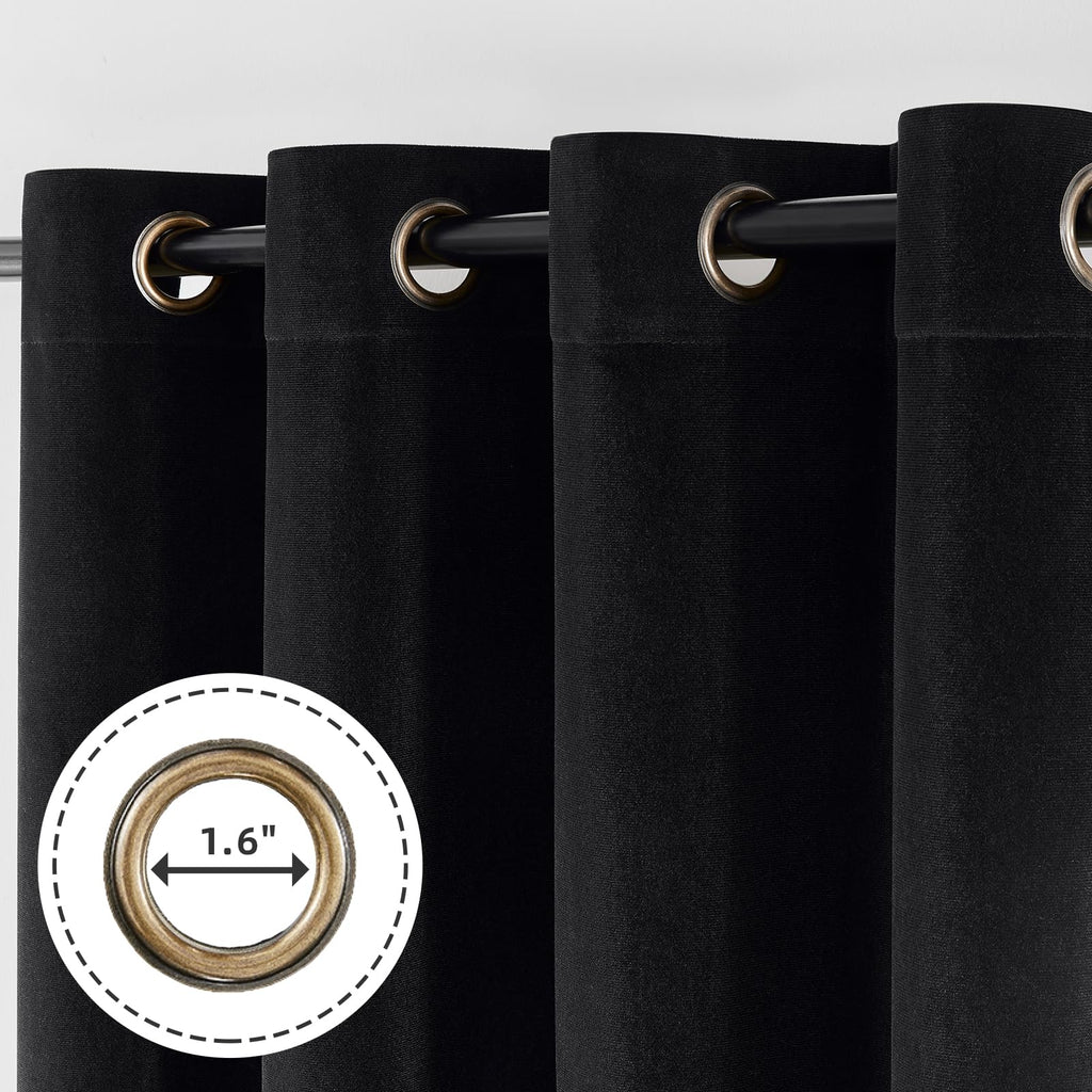 Joydeco Black 100% Blackout Curtains 96 Inches Long 2 Panels Set, Black Out Curtain For Bedroom, Grommet Heavy Luxury Thermal In