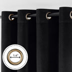 Joydeco Black 100% Blackout Curtains 96 Inches Long 2 Panels Set, Black Out Curtain For Bedroom, Grommet Heavy Luxury Thermal In