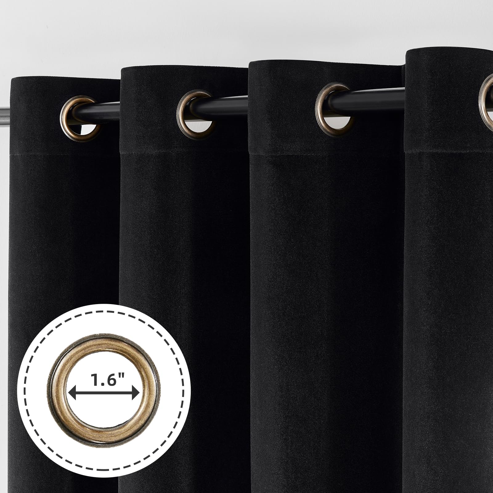 Joydeco Black 100% Blackout Curtains 96 Inches Long 2 Panels Set, Black Out Curtain For Bedroom, Grommet Heavy Luxury Thermal In