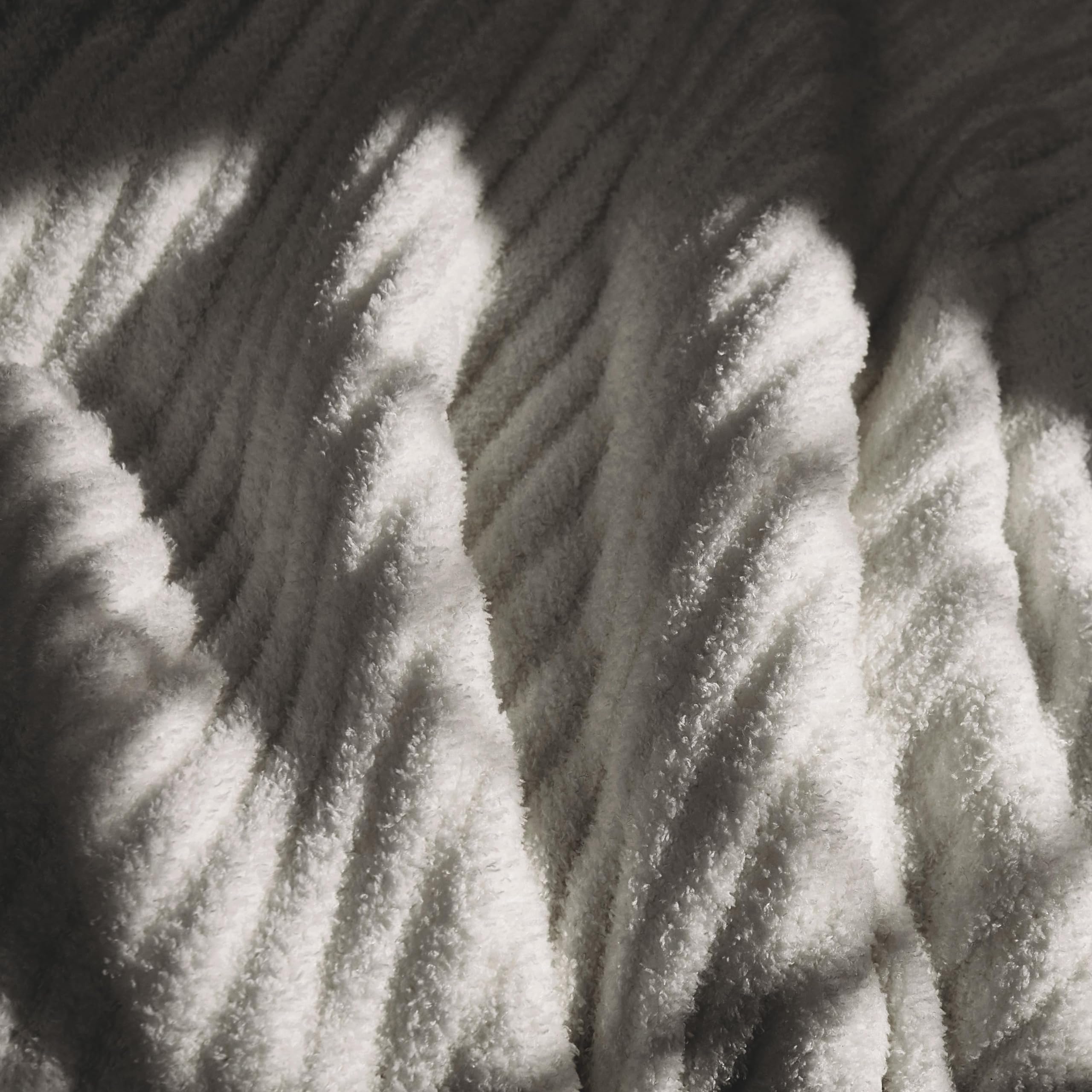 R.Share Grey Ribbed Throw Blanket 50X70 Inch Reversible, Feather Knit Microfiber Soft Comfy Cozy Lightweight Fluffy Fuzzy Warm C