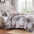 Barefoot Bungalow - Gl-1812Amsq Giulia Quilt Set, Full/Queen, Gray