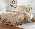 Greenland Home Antique Rose 100% Cotton Heirloom-Quality Quilt Set, Full/Queen (5 Piece), Ecru