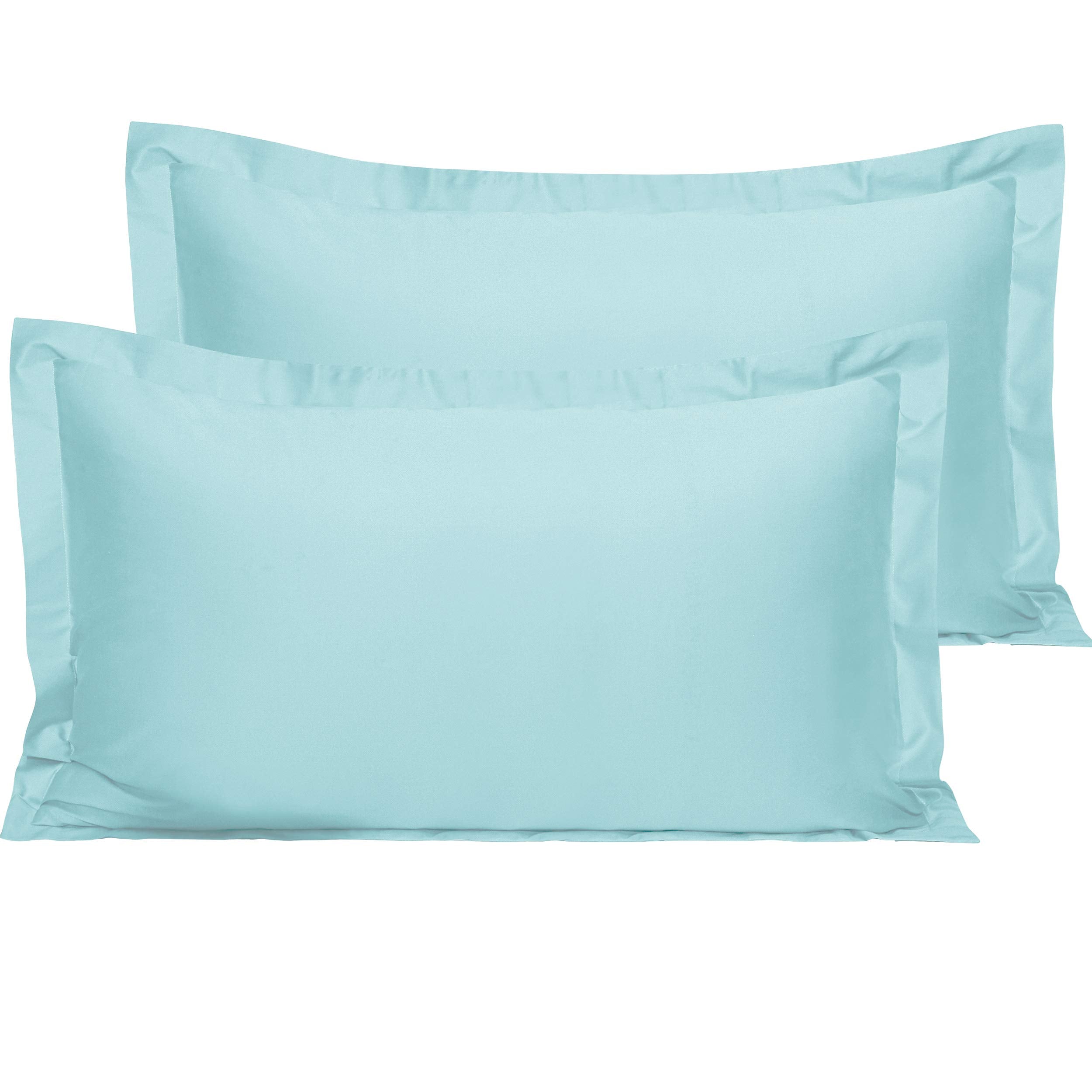 Ntbay 2 Pack 500 Thread Count 100% Egyptian Cotton King Pillow Shams, Super Soft And Breathable Oxford Pillowcases For Bed, 20X36 Inches, Aqua