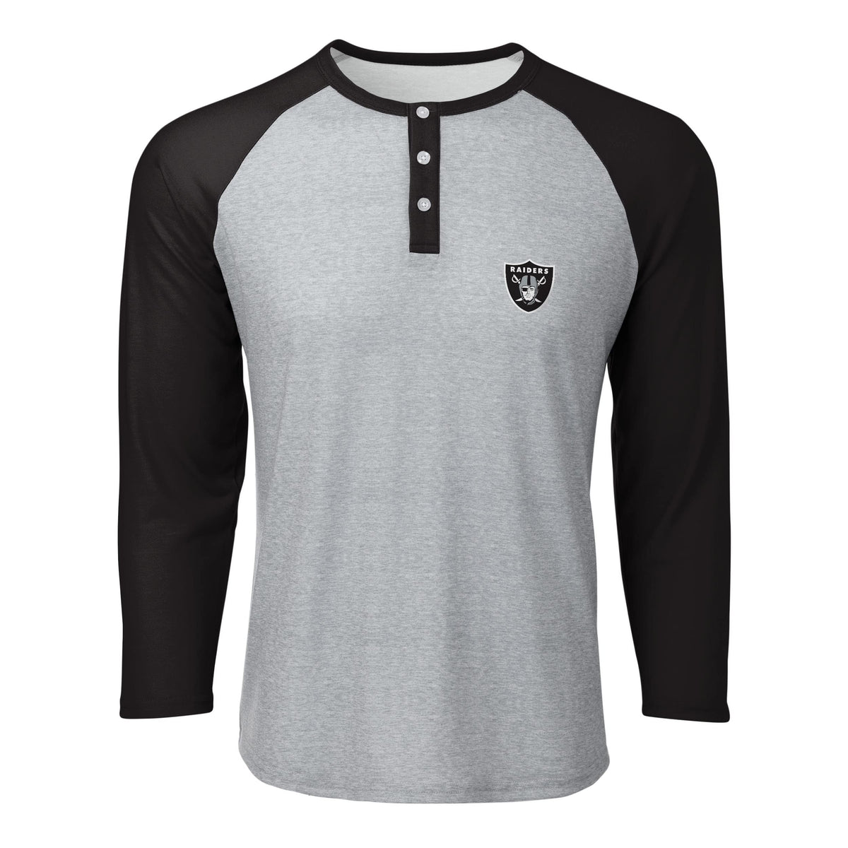 Foco Mens Nfl Team Logo Long Sleeve Henley Shirt, Gray Team Logo, Large Us