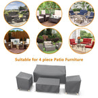 Startwo Outdoor Patio Furniture Covers Waterproof 4-Piece Set, For Chairs 33In, Loveseat 58In, Coffee Table 46In, Heavy Duty 600D, Grey