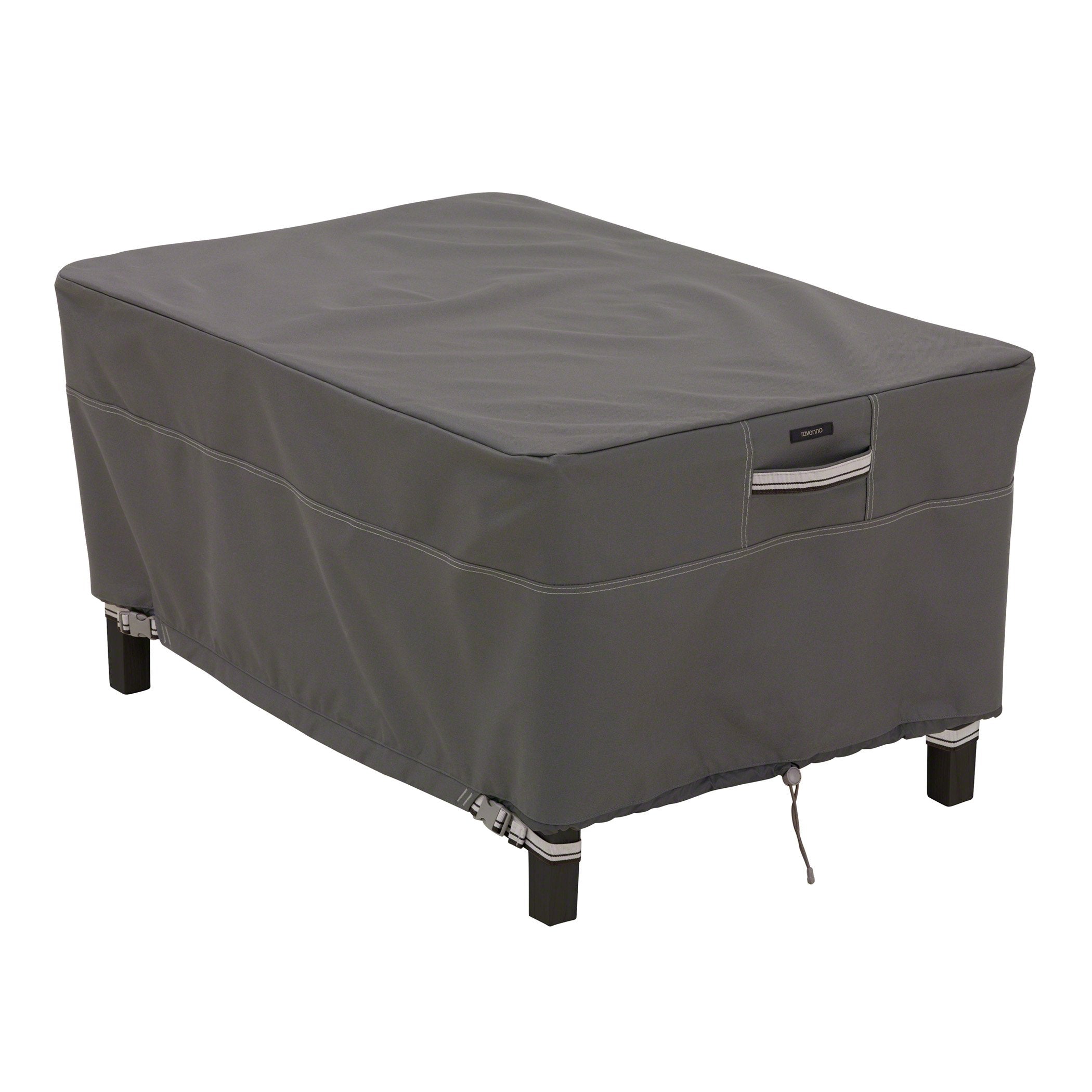 Classic Accessories Ravenna Water-Resistant 38 Inch Rectangular Patio Ottoman/Table Cover, Outdoor Table Cover