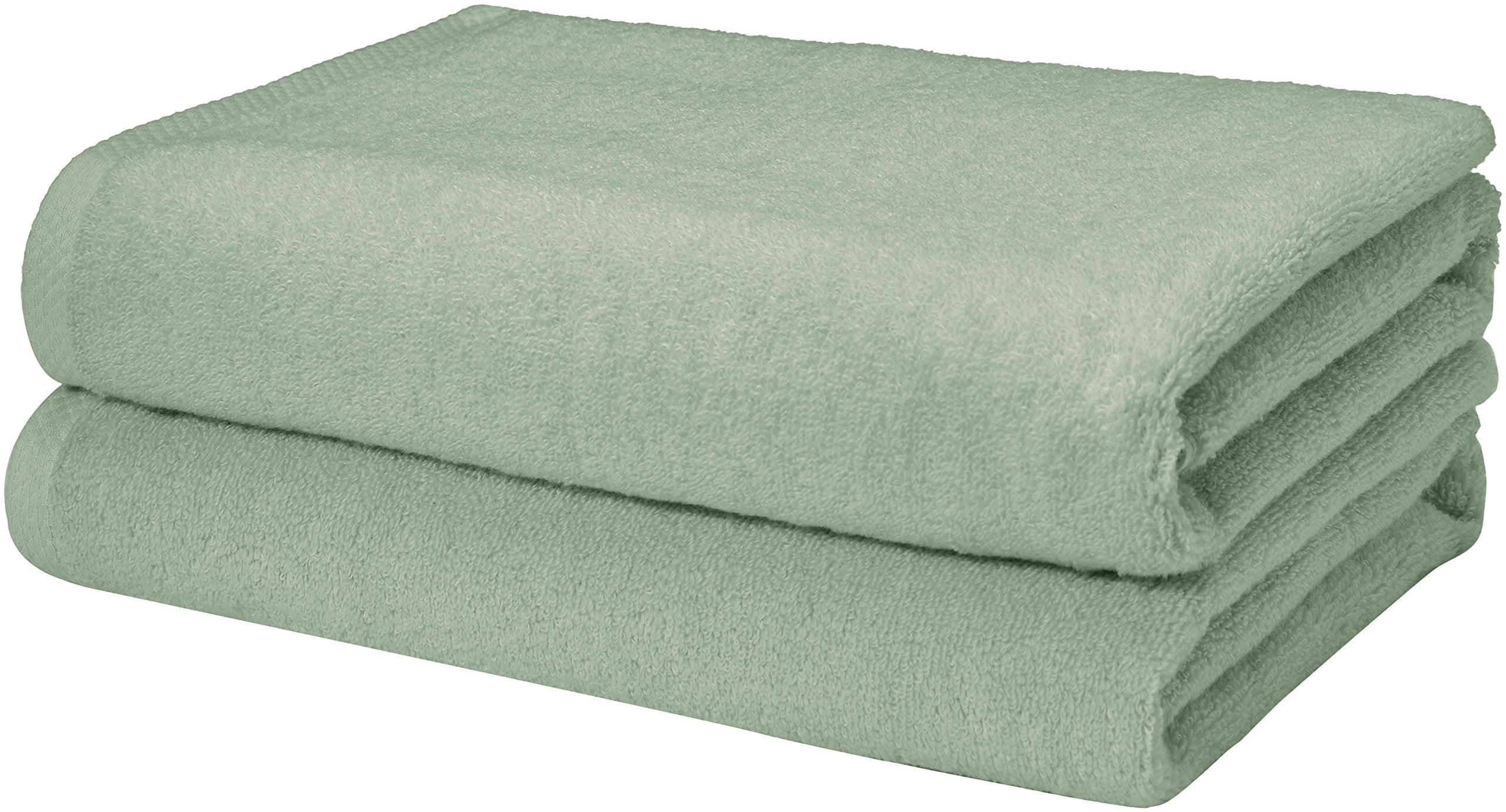 Amazon Basics 100% Cotton Quick-Dry Lightweight Moisture Absorbing Bath Towel, 2-Pack, Seafoam Green, 54 x 30