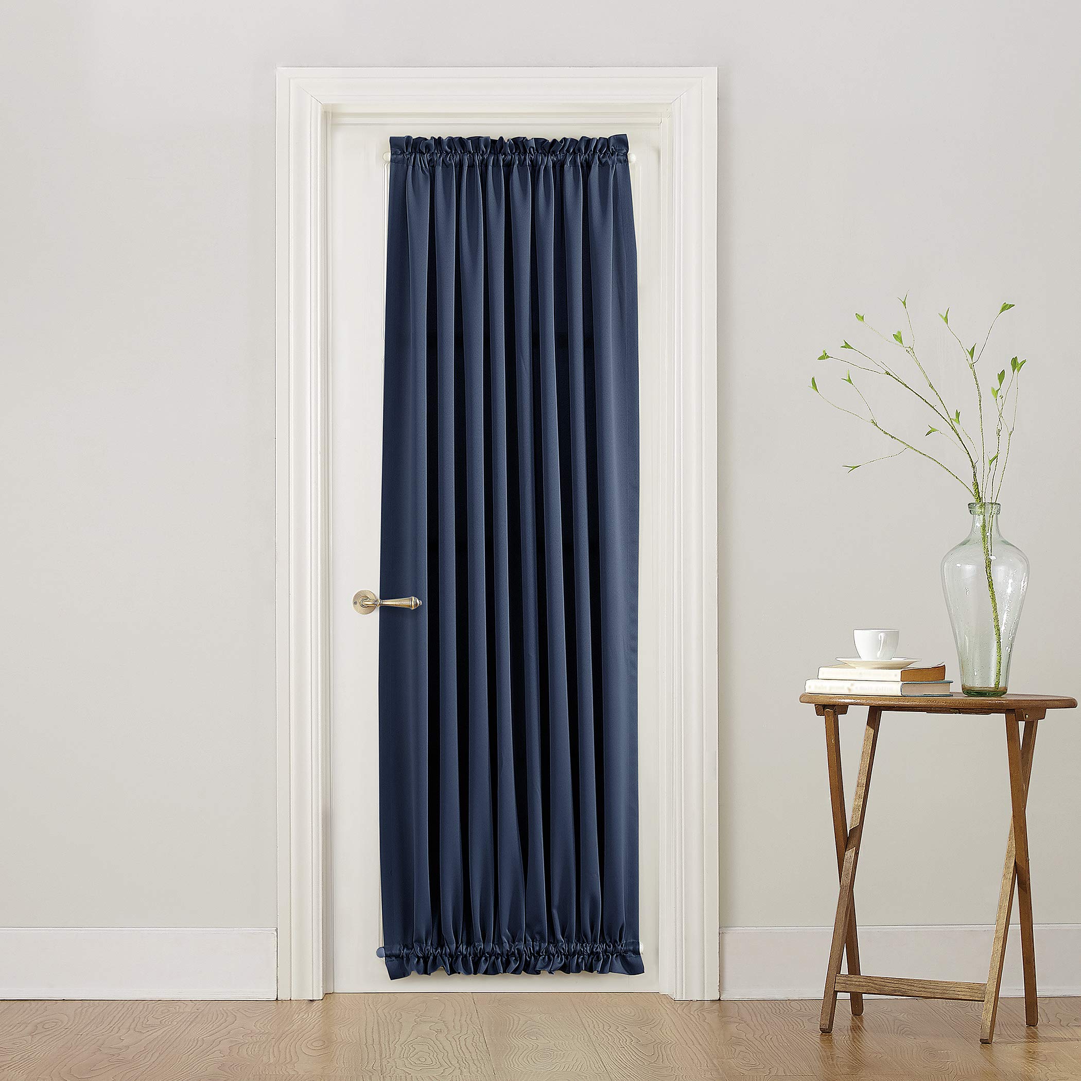 Sun Zero Barrow Energy Efficient Rod Pocket Door Curtain Panel, 54'' X 72'', Navy Blue