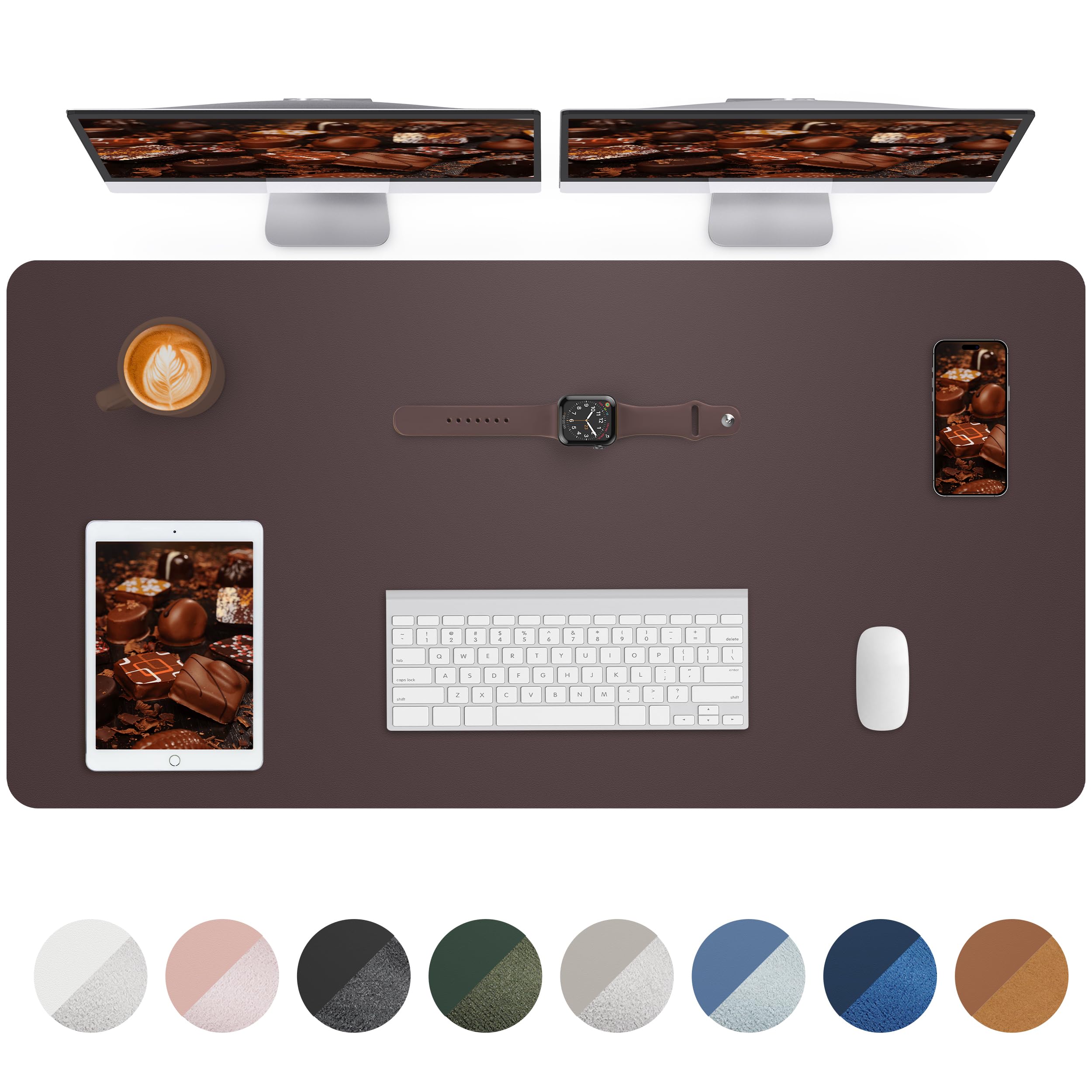 Leather Desk Pad Protector,48' X 23'Large Desk Mat,Office Desk Mat, Non-Slip Pu Leather Desk Blotter,Mouse Pad,Waterproof Keyb